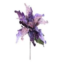 Vickerman 31" Purple Velvet Poinsettia 14" Flower