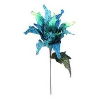 Vickerman 31" Peacock Velvet Poinsettia 14" Flower