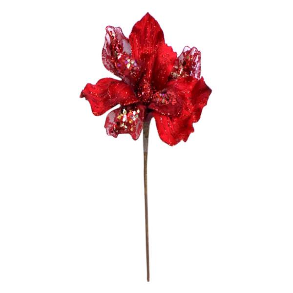 29" Red Velvet Magnolia 9" Flower Pick