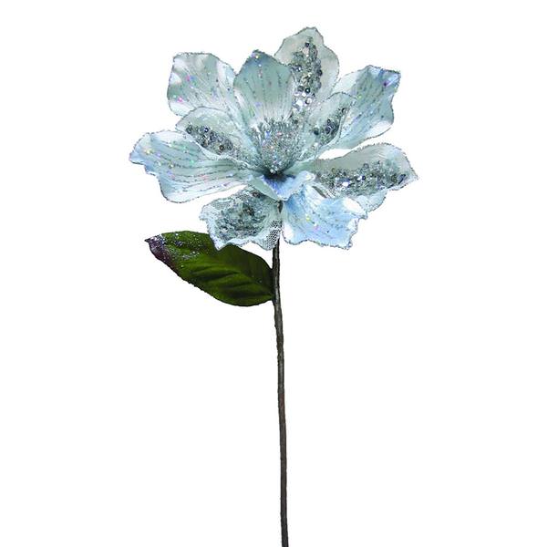 29" Silver Velvet Magnolia 9" Flower Pick