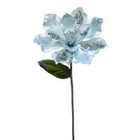 Vickerman 29" Silver Velvet Magnolia 9" Flower Pick