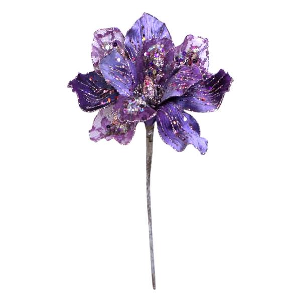 29" Purple Velvet Magnolia 9" Flower Pick