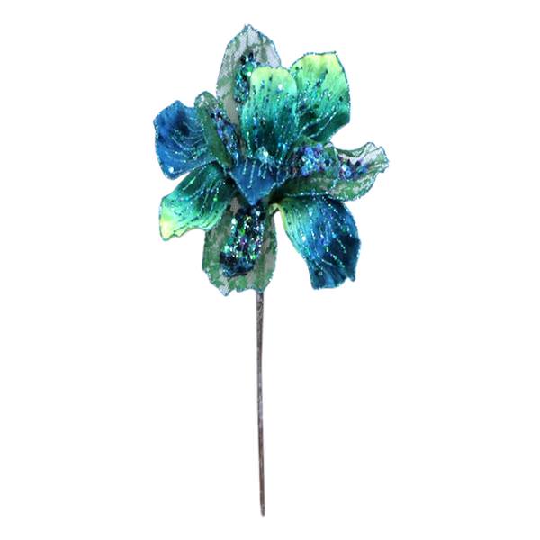 29" Peacock Velvet Magnolia 9" Flower Pick