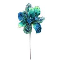 Vickerman 29" Peacock Velvet Magnolia 9" Flower Pick