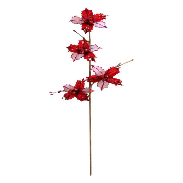29" Red Velvet Sheer Holly Spray