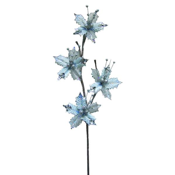 29" Silver Velvet Sheer Holly Spray