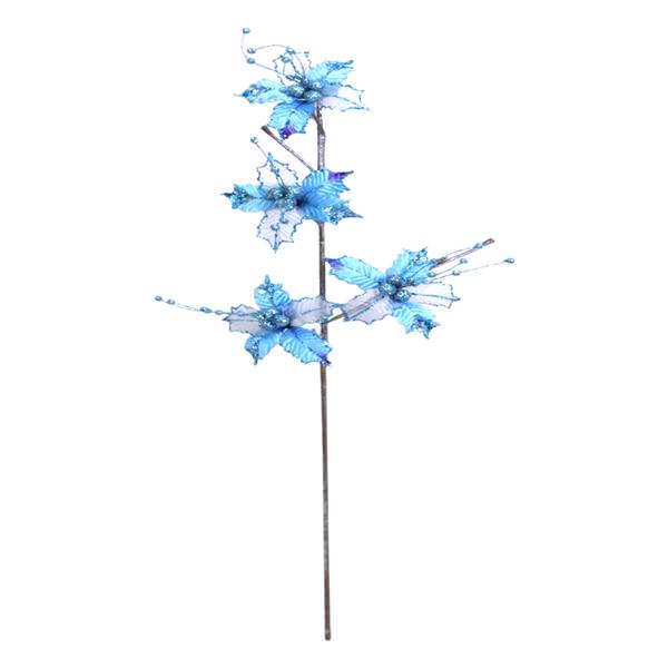 29" Aqua Velvet Sheer Holly Spray