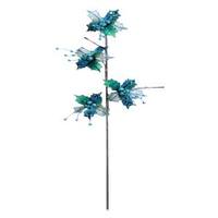 Vickerman 29" Peacock Velvet Sheer Holly Spray