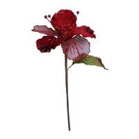 Vickerman 21" Red Velvet Sheer Hibiscus 6" Flower Pick