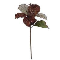 Vickerman 21" Chocolate Velvet Sheer Hibiscus 6" Flower Pick