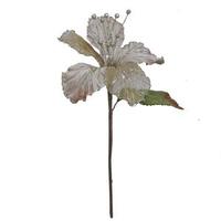 Vickerman 21" Champagne Velvet Sheer Hibiscus 6" Flower Pick