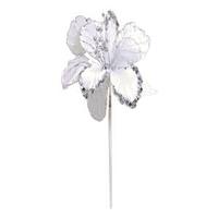 Vickerman 27" White Glitter Amaryllis 7.5" Flower Pick