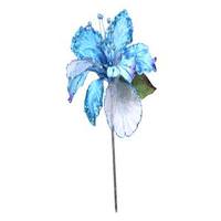 Vickerman 27" Aqua Glitter Amaryllis 7.5" Flower Pick
