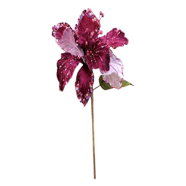 27" Mauve Glitter Amaryllis 7.5" Flower Pick