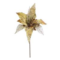 Vickerman 32" Gold Glitter Poinsettia 11" Flower Pick