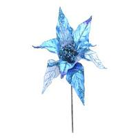 Vickerman 32" Aqua Glitter Poinsettia 11" Flower Pick