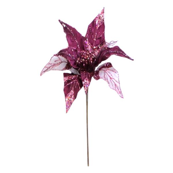 32" Mauve Glitter Poinsettia 11" Flower Pick