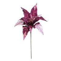 Vickerman 32" Mauve Glitter Poinsettia 11" Flower Pick