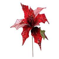 Vickerman 31" Red Glitter Poinsettia 13" Flower Pick