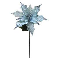 Vickerman 31" Silver Glitter Poinsettia 13" Flower Pick