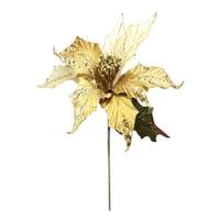 Vickerman 31" Gold Glitter Poinsettia 13" Flower Pick