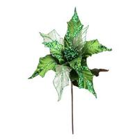 Vickerman 31" Lime Glitter Poinsettia 13" Flower Pick