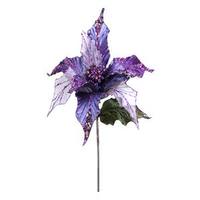 Vickerman 31" Purple Glitter Poinsettia 13" Flower Pick