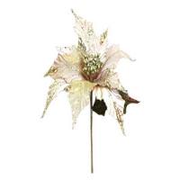 Vickerman 31" Champagne Glitter Poinsettia 13" Flower Pick