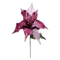 Vickerman 31" Mauve Glitter Poinsettia 13" Flower Pick