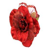 Vickerman 26" Red Velvet Sheer Rose 6" Flower Pick