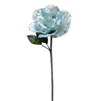 Vickerman 26" Silver Velvet Sheer Rose 6" Flower Pick