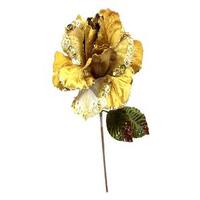 Vickerman 26" Gold Velvet Sheer Rose 6" Flower Pick