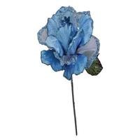 Vickerman 26" Aqua Velvet Sheer Rose 6" Flower Pick