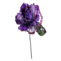 Vickerman 26" Purple Velvet Sheer Rose 6" Flower Pick