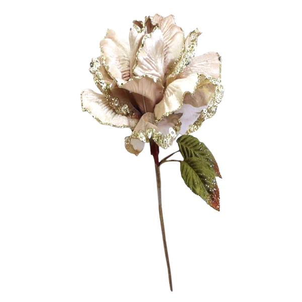 26" Champagne Velvet Sheer Rose 6" Flower Pick