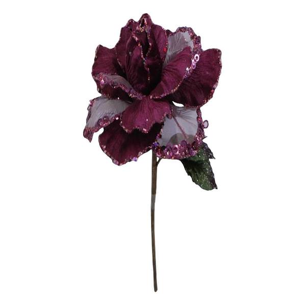 26" Mauve Velvet Sheer Rose 6" Flower Pick