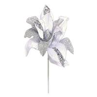 Vickerman 31" White Glitter Magnolia 13" Flower