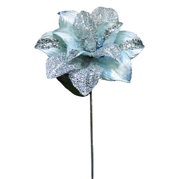 31" Silver Glitter Magnolia 13" Flower