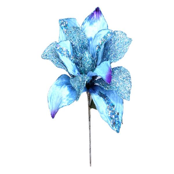 31" Aqua Glitter Magnolia 13" Flower