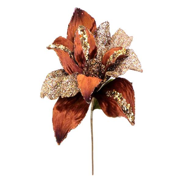 31" Chocolate Glitter Magnolia 13" Flower
