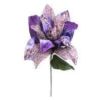 Vickerman 31" Purple Glitter Magnolia 13" Flower