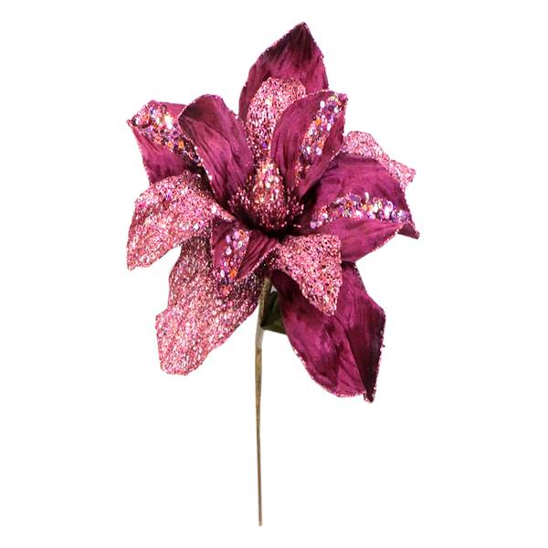 31" Mauve Glitter Magnolia 13" Flower