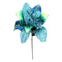 Vickerman 31" Peacock Glitter Magnolia 13" Flower