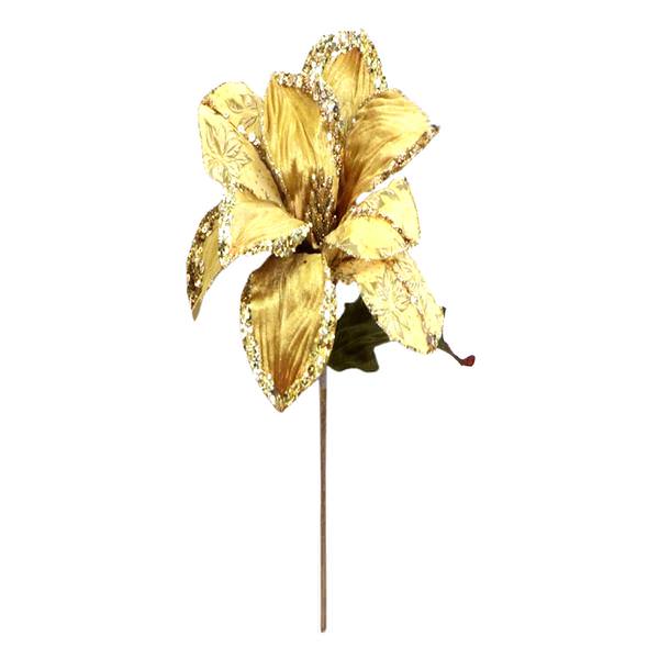 30" Gold Beaded Magnolia 11" Flower Pick