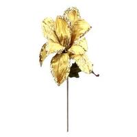 Vickerman 30" Gold Beaded Magnolia 11" Flower Pick
