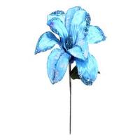Vickerman 30" Aqua Beaded Magnolia 11" Flower Pick