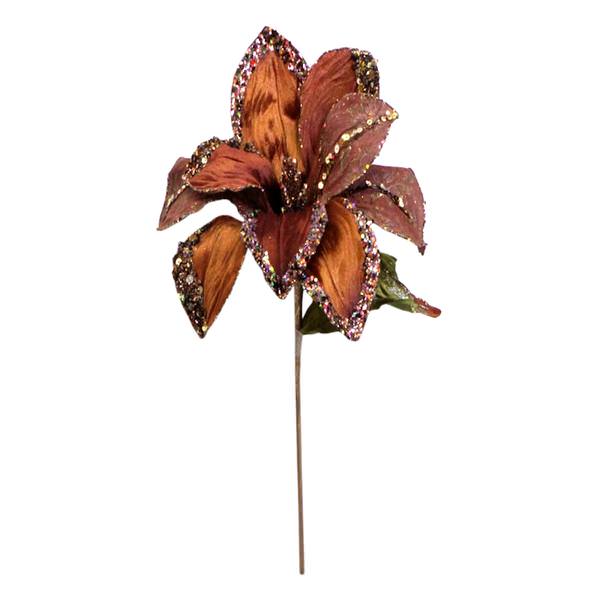 30" Chocolate Beaded Magnolia 11" Flower Pick