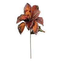 Vickerman 30" Chocolate Beaded Magnolia 11" Flower Pick