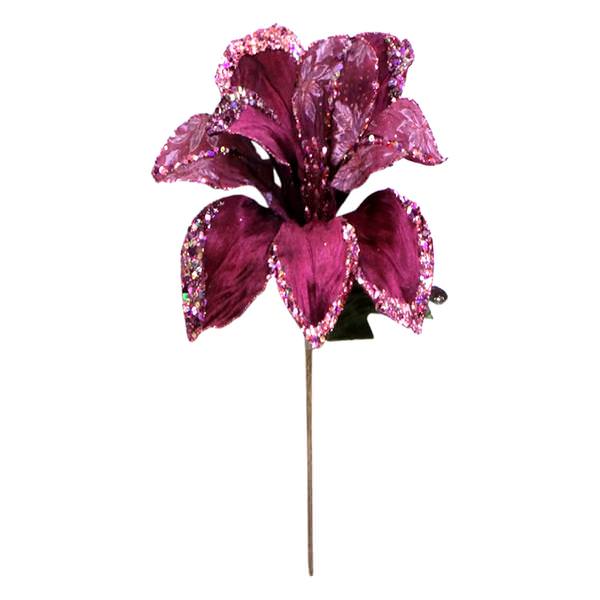 30" Mauve Beaded Magnolia 11" Flower Pick
