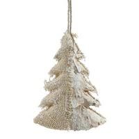 Vickerman 7" Half Burlap Half Birch Glitter Tree Ornament